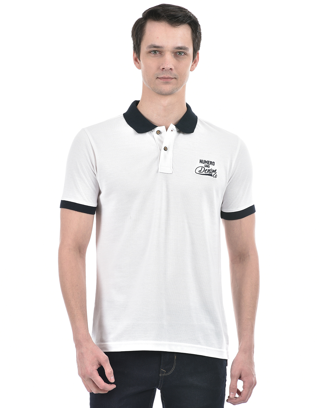 Numero Uno Men Color Block White T-Shirt